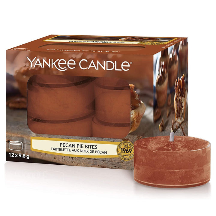 Indulge in the temptation of Pecan Pie Bites with a 12-pack of Yankee Candle Tea Lights.