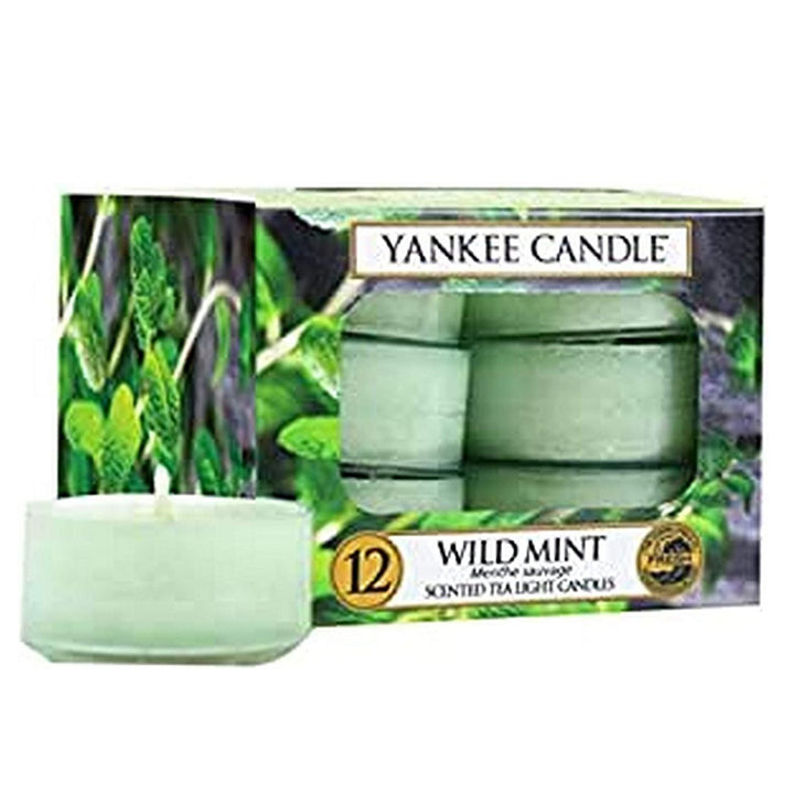 Refresh your space with the invigorating scent of Wild Mint in the 12 tea lights by Yankee Candle.