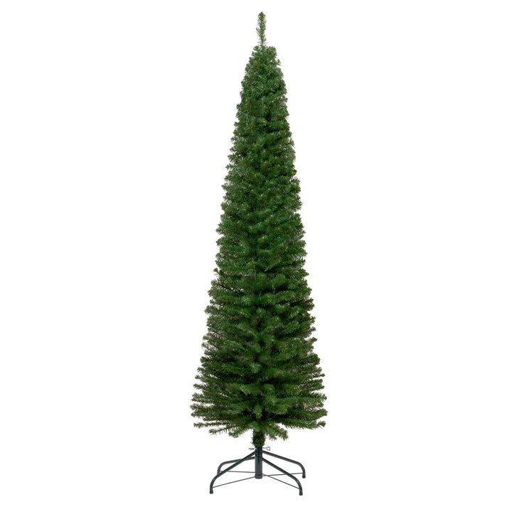 Slim 6ft Premium Pencil Christmas Tree in vibrant green, non-lit option for elegant holiday décor.