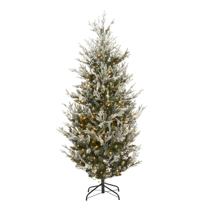 A 6ft Snowy Nordic Spruce Christmas tree with warm white LED lights.