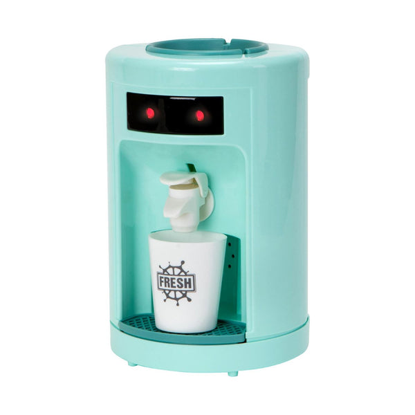 A charming miniature water dispenser toy set in vibrant green, perfect for imaginative play and learning.