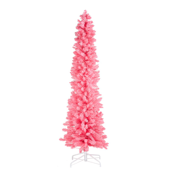 Pencil Christmas Tree - Pink - Warm White - 6ft