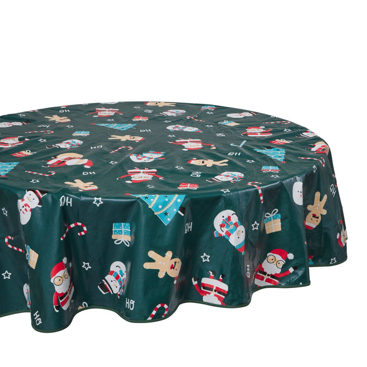 Tablecloths spreading holiday cheer with their vibrant designs, suitable for any table setting.