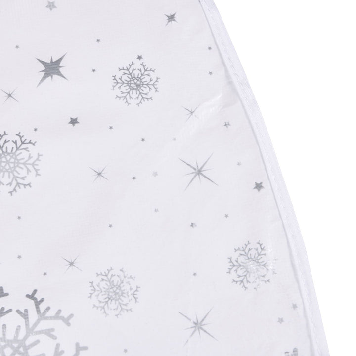 Durable PVC tablecloth with delicate snowflakes, by Celebright.