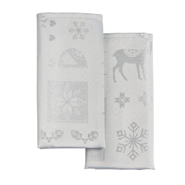 Luxurious White/Silver napkins from Celebright's Metallic Christmas Theme Collection.