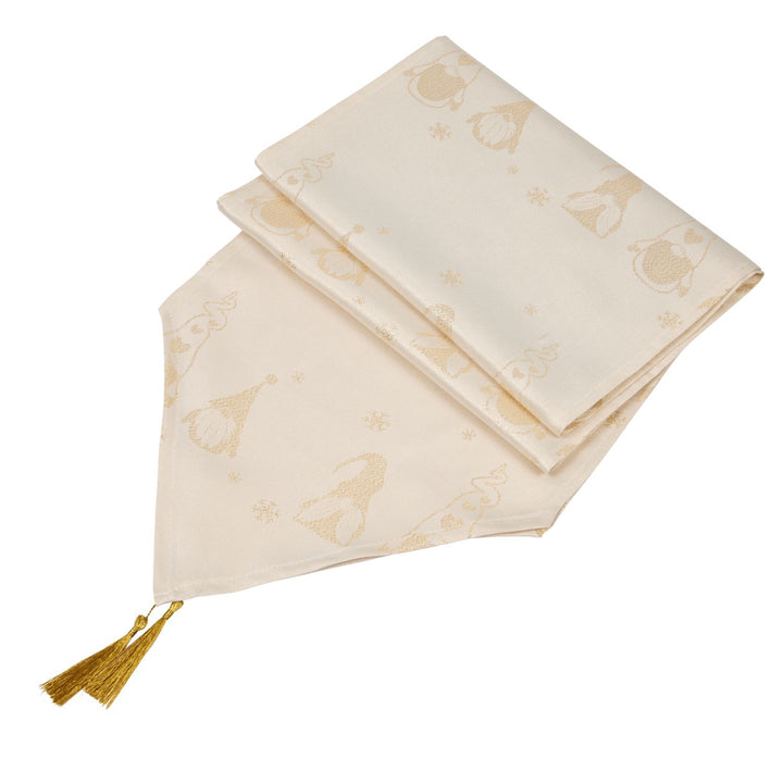 Ensemble of Cream/Gold Table Runners, 13x72 inches, adding style to your dining experience