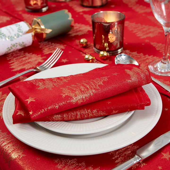 Set of metallic napkins, featuring elegant designs, ideal for adding a festive charm to your holiday table setting