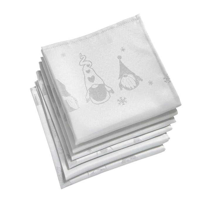 Set of 6 White/Silver Napkins, a perfect addition from Celebright's Metallic Gonk Collection