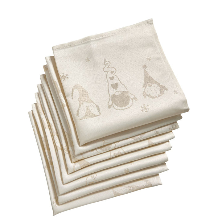Set of 8 Cream/Gold Napkins, adding elegance to your table, Celebright Metallic Gonk Collection