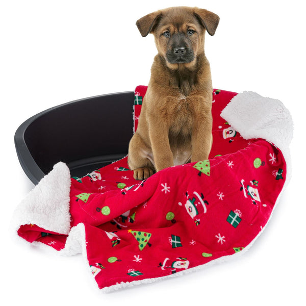 Celebright UK presents the Santa-Sherpa Pet Blanket, 72x110cm, offering cozy comfort for your furry friend.
