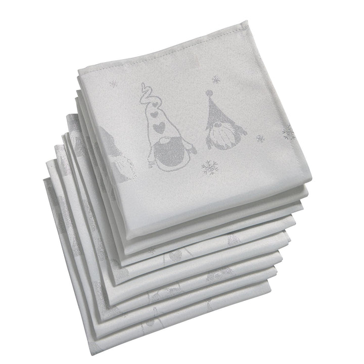 Set of 8 White/Silver Napkins, adding sophistication to your dining experience