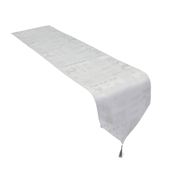 Modern White/Silver table runner from Celebright's Metallic Christmas Theme Collection