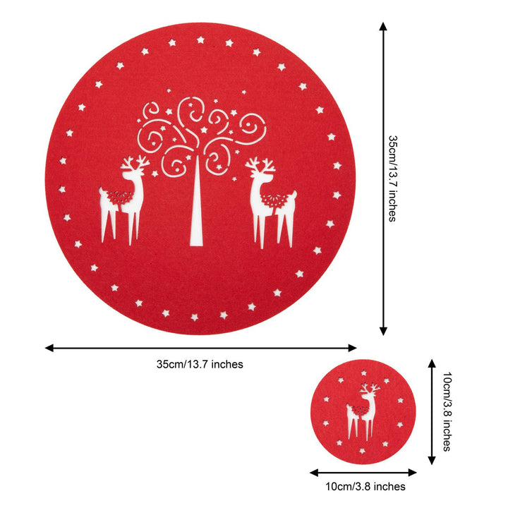 Elegant ensemble of table mats with festive reindeer motifs, perfect for creating a cozy and festive ambiance during your holiday meals.