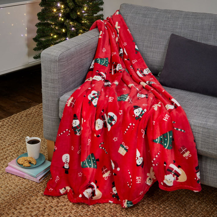 Wrap yourself in warmth with our vibrant red fleece throw, measuring 50x60 inches. From our eco-friendly Jolly Holiday collection, made with 100% recycled materials.