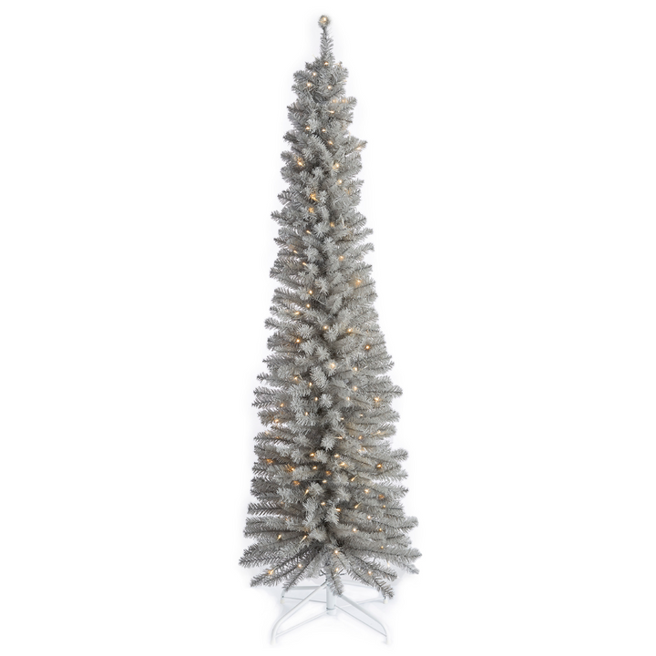 Transform your space with an elegant 6ft Grey Pencil Christmas Tree, perfect for space-saving holiday decor.