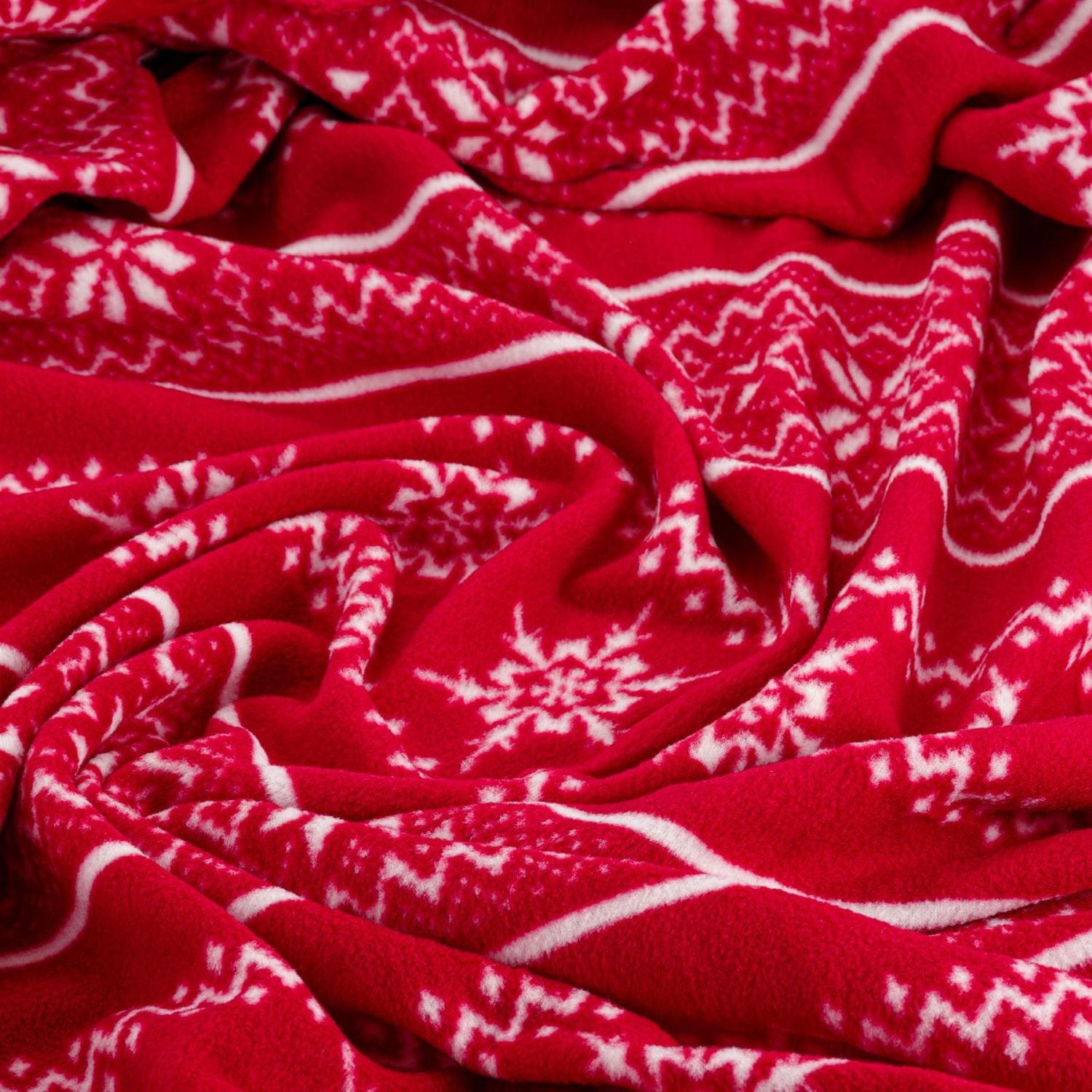 Scandi Nordic Red, Christmas Fleece Throw - 127 x 152cm - Celebright UK