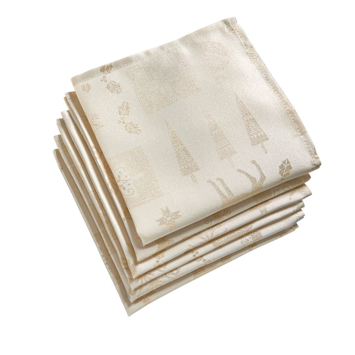 Set of festive Cream/Gold napkins from Celebright's Metallic Christmas Theme Collection