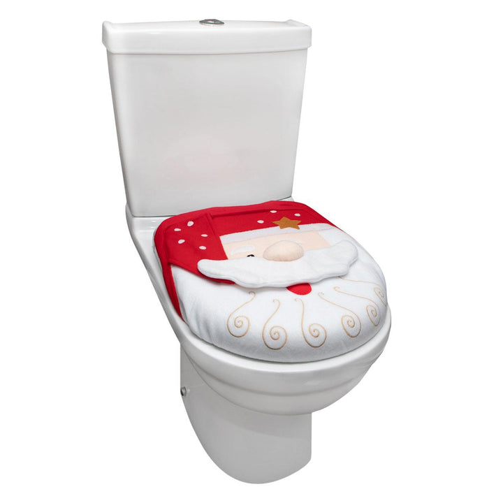 Festive Father Christmas Toilet Seat Cover - Holiday Novelty Bathroom Accessory