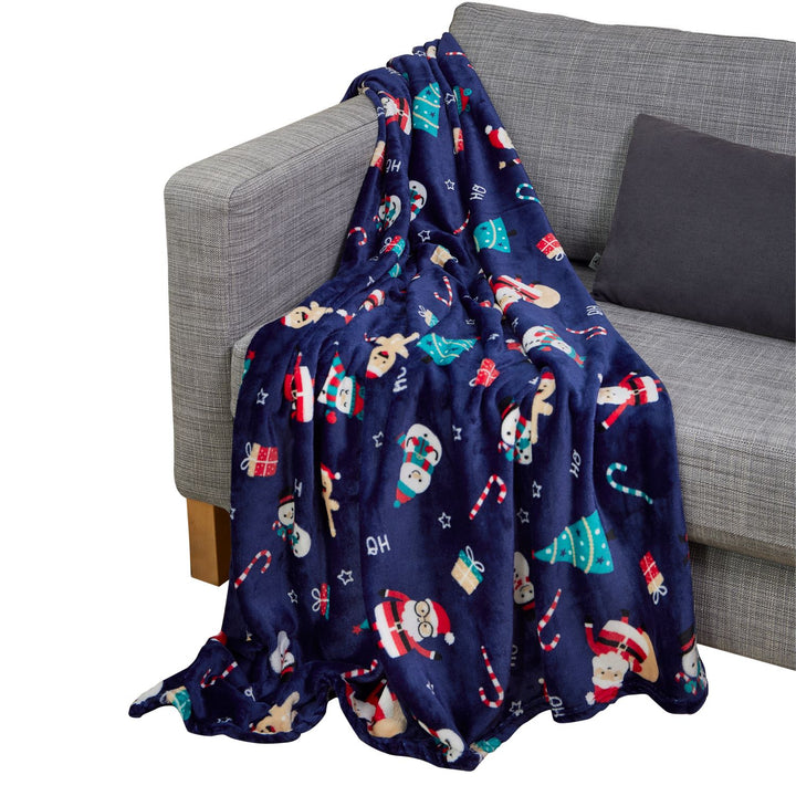 Fleece Throw - 50x60in - Blue Jolly Holiday - 100% Recycled