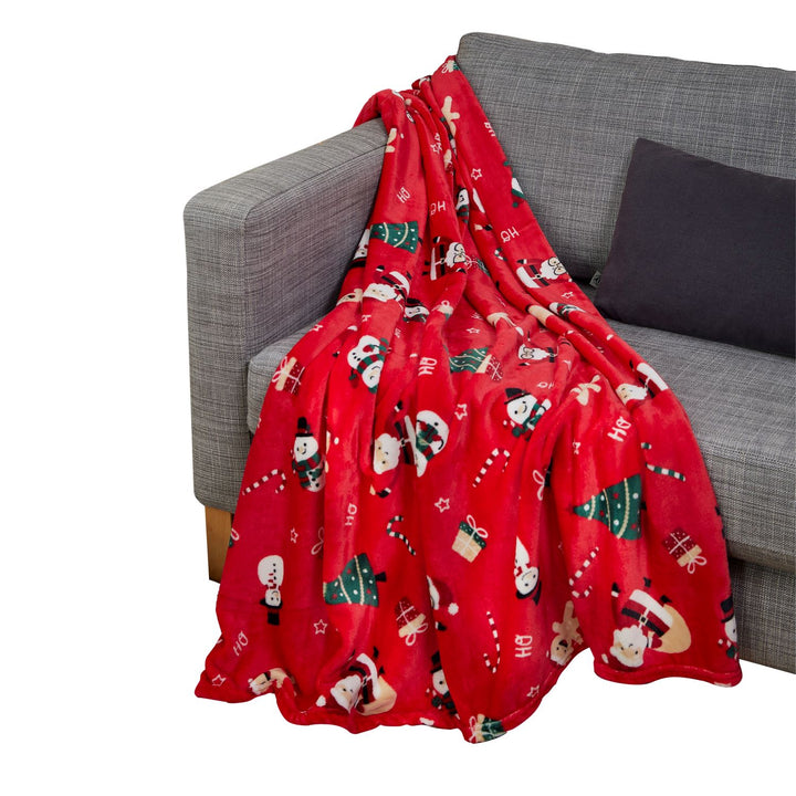 Fleece Throw - 50x60in - Red Jolly Holiday - 100% Recycled