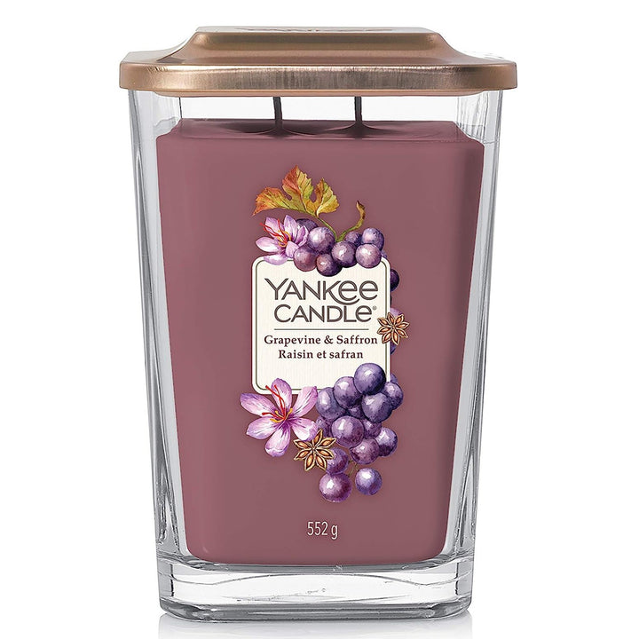 Grapevine & Saffron scented candle from Yankee Candle's Elevation Range - A luxurious and captivating aroma.