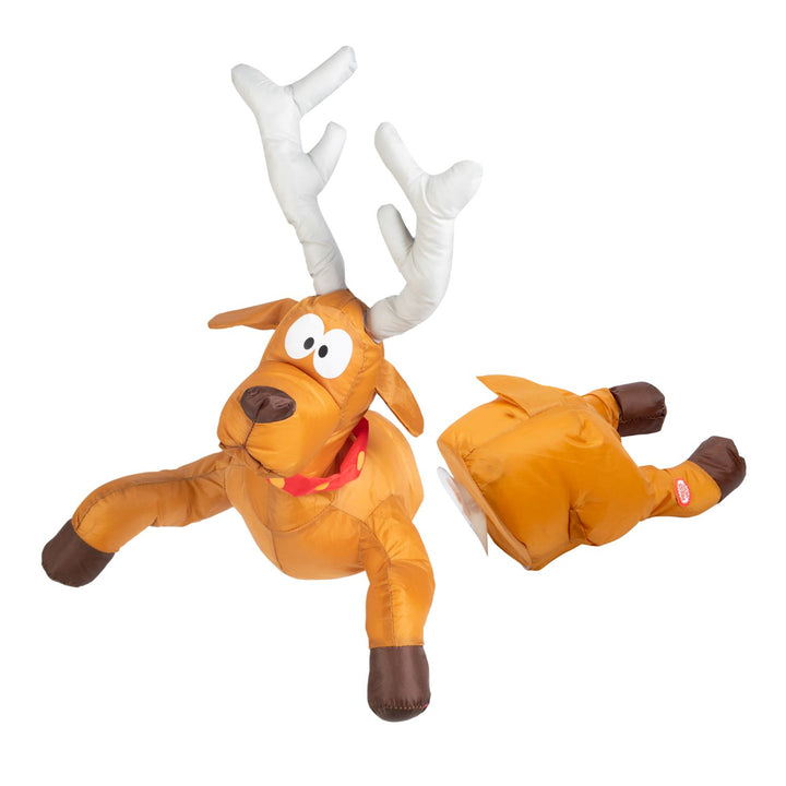Spread holiday cheer with this delightful sculpture of a crashing reindeer, perfect for Christmas decor.
