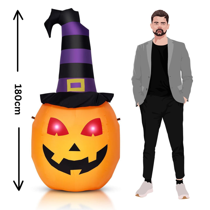 Illuminate your Halloween nights with this 180cm inflatable pumpkin by Celebright, complete with LED lights, adding a captivating glow to your festive decorations.