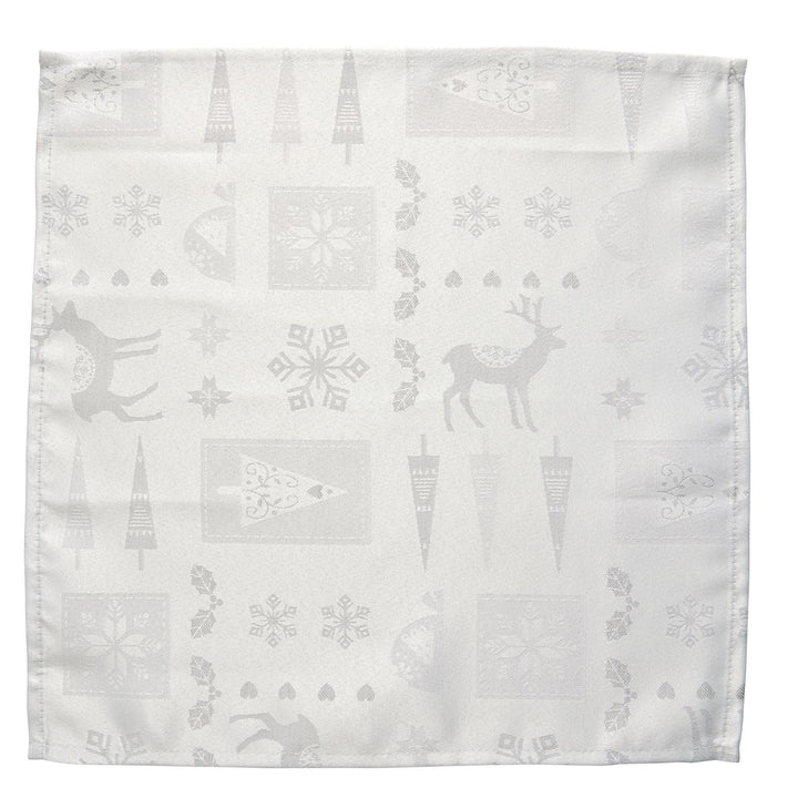 Modern holiday dining with Celebright's White/Silver Metallic Christmas napkins.