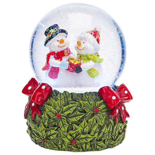 Experience the charm of winter with this Mr & Mrs Snowman Musical Snow Globe.