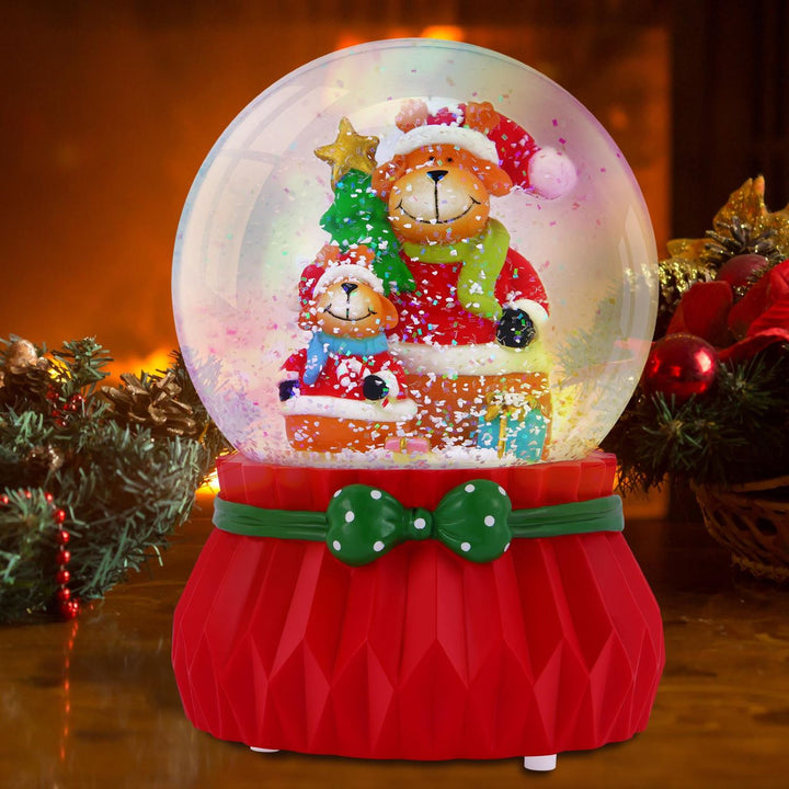 Adorable Reindeer Family inside a musical snowglobe, bringing the joy of the season to your home.