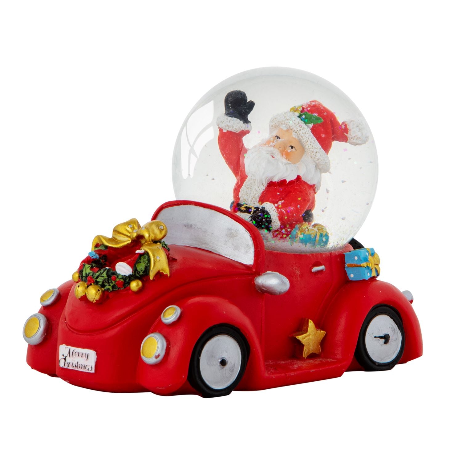 Santa in Car Driving Musical Snow Globe