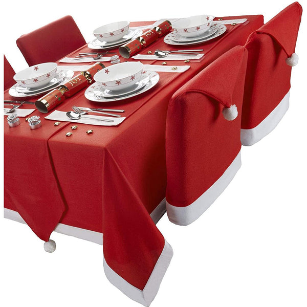 Santa's Tablecloth & Chair Covers: A delightful duo for your Christmas festivities.