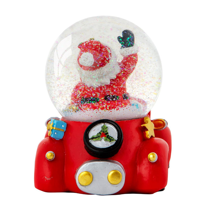 Elevate your holiday decor with a delightful Santa Claus car decoration inside a musical snow globe.