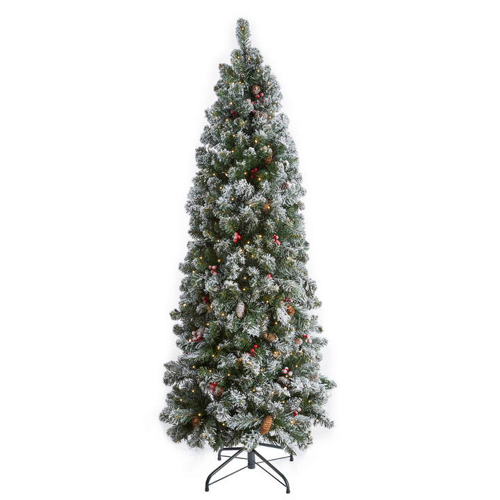 A 6ft Snowy Slim Windsor Pre Lit Christmas Tree, the perfect choice for elegant holiday decor.