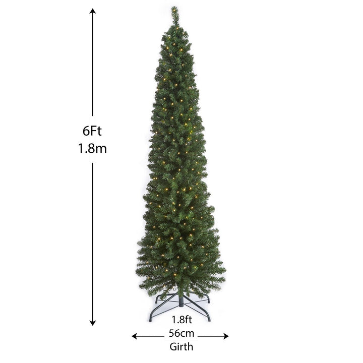 A versatile 1.8m slim Christmas tree offering 8 different lighting modes for your holiday joy.