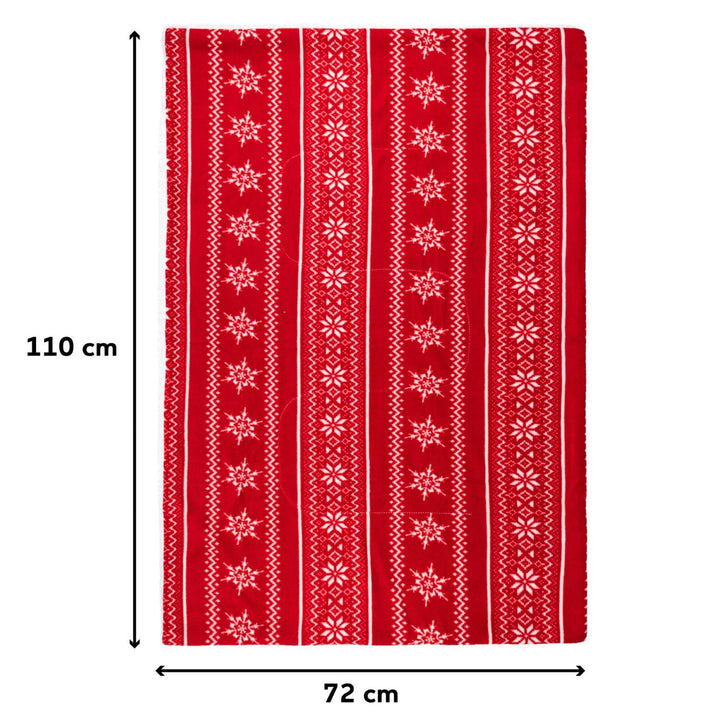 A versatile red pet blanket, 72x110cm in size, designed for comfort with Nordic-Sherpa lining.