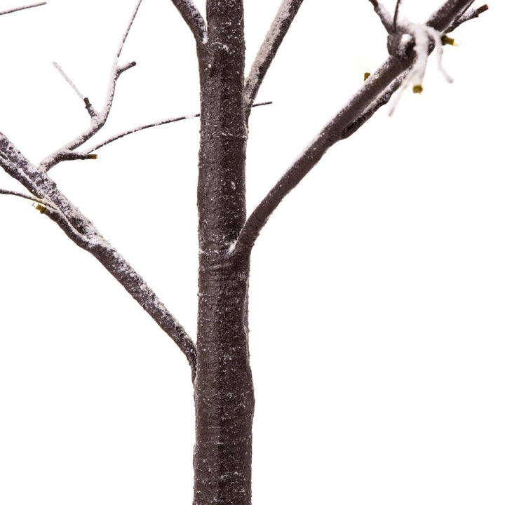 Transform your space into a winter wonderland with this 6ft Snowy Brown Twig Tree adorned with warm white lights, resembling a charming winter branch tree.