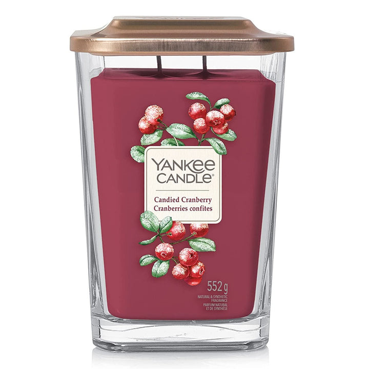 Candied Cranberry scented candle from Yankee Candle's Elevation Range - A festive and sweet aroma.