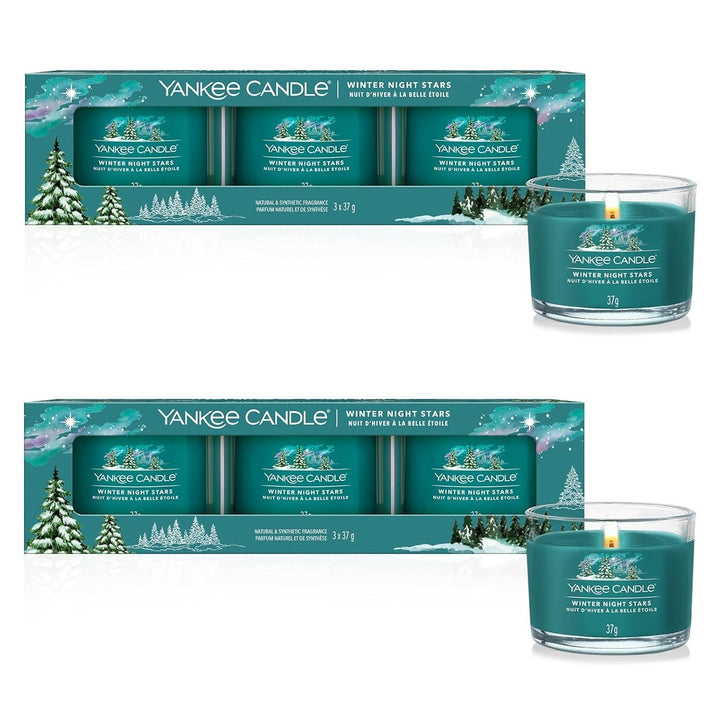Yankee Candle - 3 Pack Filled Votives - Winter Night Stars - Set of 2 