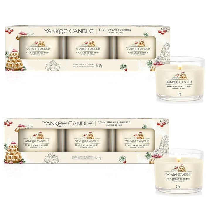 Yankee Candle 3 Pack Filled Votives Sugar Spun Flurries - Set of 2 