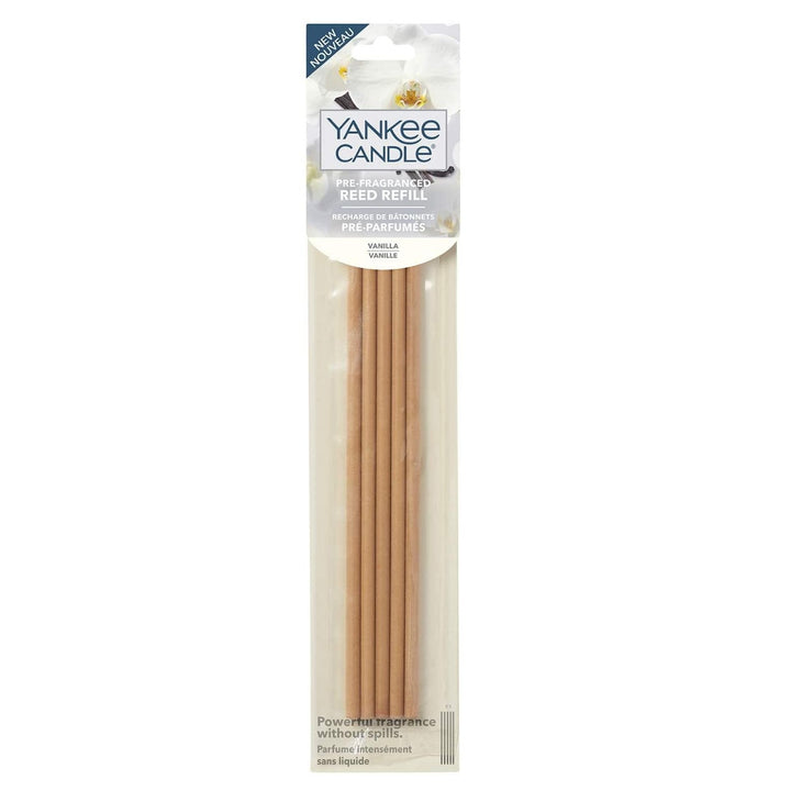 Five pre-fragranced refill sticks for Yankee Reed Diffusers in the soothing scent of vanilla.